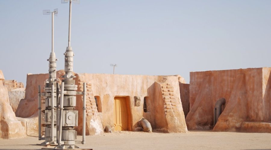 Set against the clear sky, this futuristic desert building with antennas is reminiscent of a movie set—a must-see on any tailor-made Tunisia private tour.